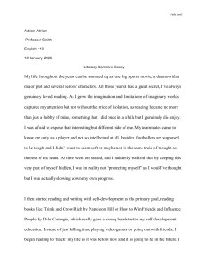 Literacy Narrative Essay: Personal Journey with Reading and Writing