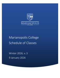 Harmonogram zajęć Marianopolis College Zima 2026