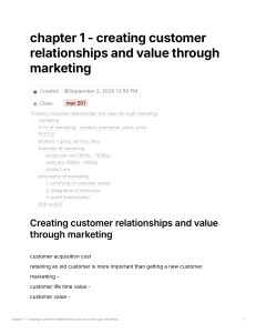 Chapter 1: Creating Customer Relationships & Value Through Marketing