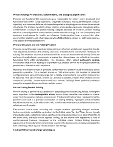 Protein Folding: Mechanisms, Determinants, and Biological Significance