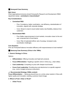 Honeywell R&D & Samsung China Case Studies