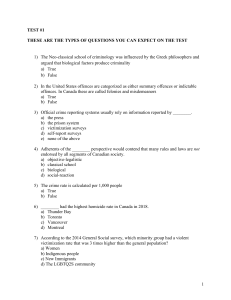 Criminology Test #1 Sample Questions