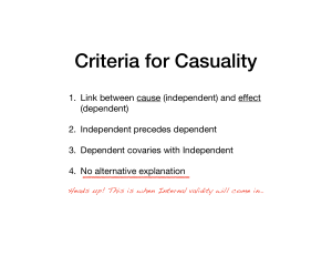 Criteria for Causality in Experiments: Internal Validity & Threats