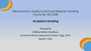 Acceptance Sampling in Quality Control - ME 2208