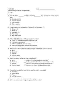 Mech 1150 Ch 3 Homework: Materials & Processes