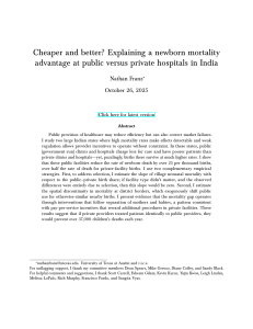 Public vs Private Hospitals in India: Newborn Mortality Research