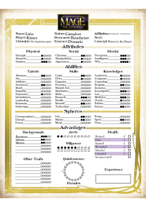 Hoja de personaje de Mage: The Ascension 20&ordf; edici&oacute;n