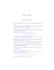 Direct Proofs: Mathematical Exercises and Solutions