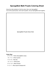 SpongeBob Math Puzzle Coloring Sheet for Kids