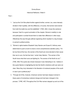 Emma Brown's Historical Reflection on Civil War Women