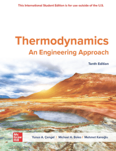 Thermodynamics: An Engineering Approach 10th Edition Textbook