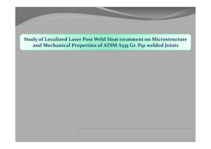Localized Laser PWHT on ASTM A335 P91 Welded Joints