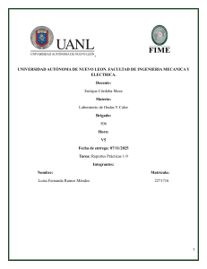 Informes de pr&aacute;cticas de laboratorio de Ondas y Calor: 1-9
