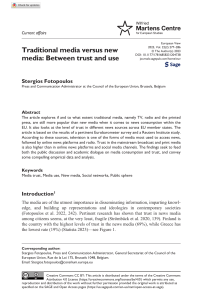 Traditional Media vs New Media: Trust and Use in EU