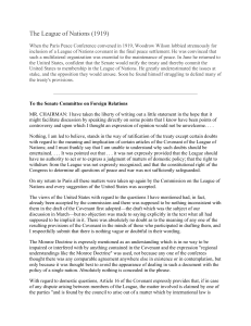 Woodrow Wilson's League of Nations Speech (1919)