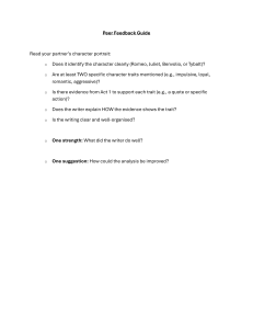 Peer Feedback Guide for Romeo and Juliet Character Analysis