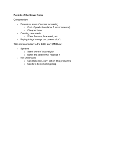 Parable of the Sower Notes: Consumerism & Biblical Symbols