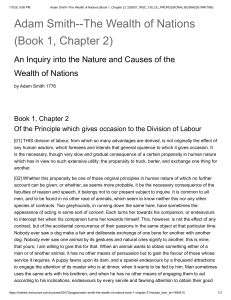 Adam Smith - Division of Labour (Wealth of Nations Ch2)