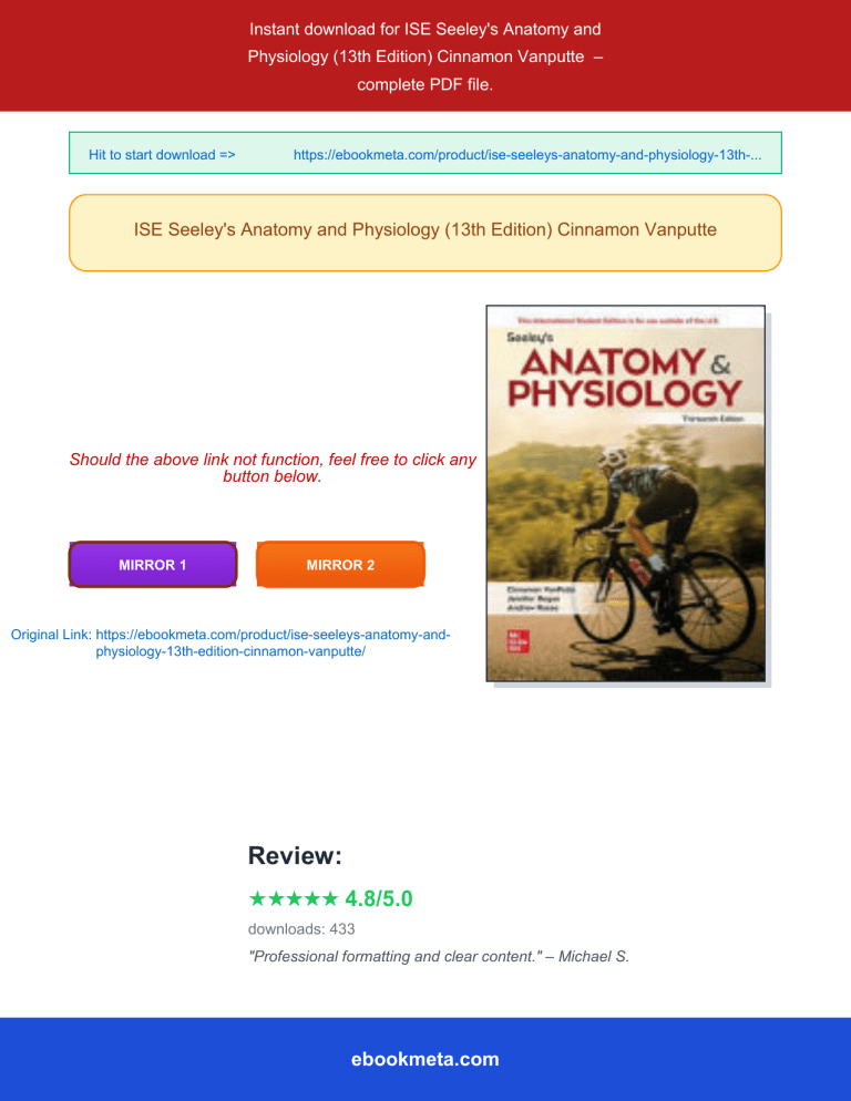 ISE Seeley's Anatomy and Physiology 13th Edition PDF