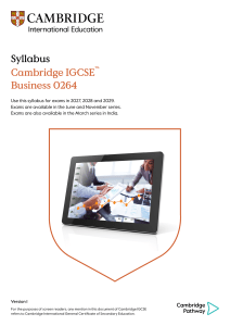 Cambridge IGCSE Business 0264 Syllabus 2027-2029