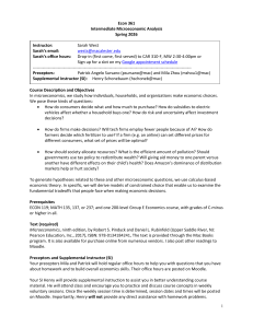 Econ 361 Syllabus: Intermediate Microeconomic Analysis Spring 2026