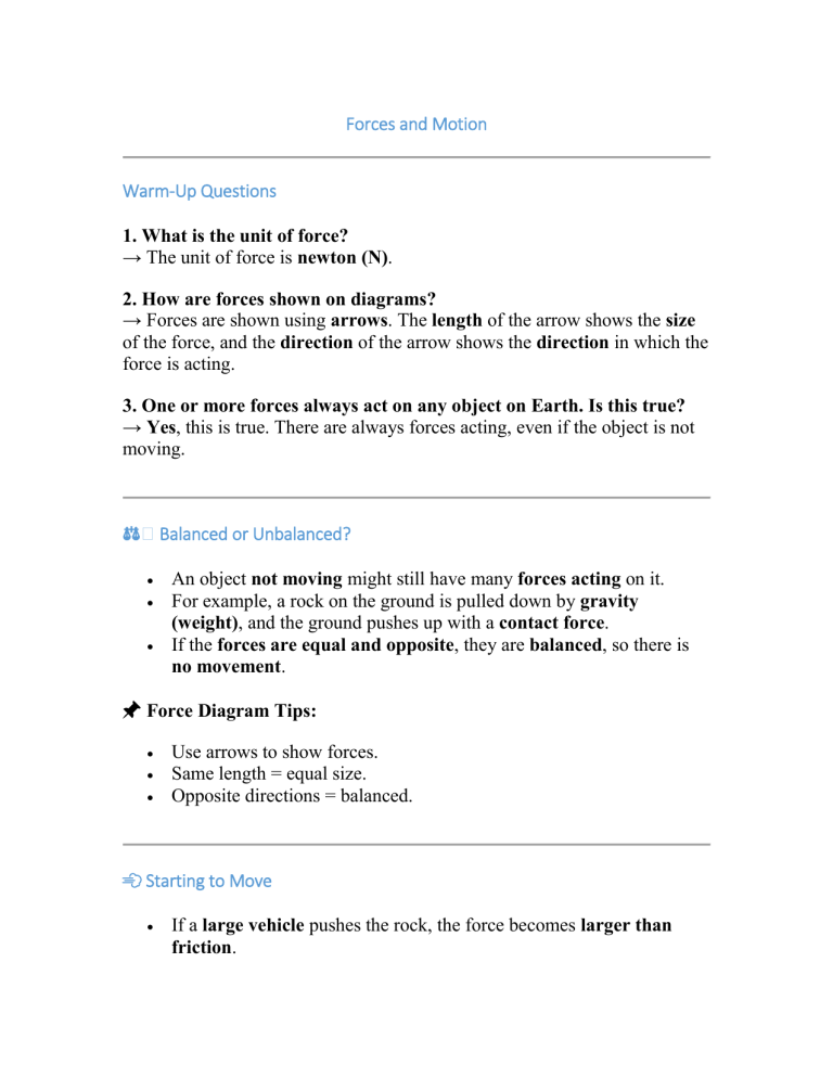 Forces and Motion Physics Textbook