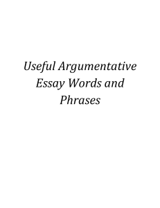 Useful Argumentative Essay Words and Phrases