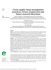 Green Supply Chain Management Practices: Review and Framework