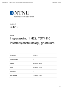 Inspera&oslash;ving 1 H22: TDT4110 Informasjonsteknologi grunnkurs