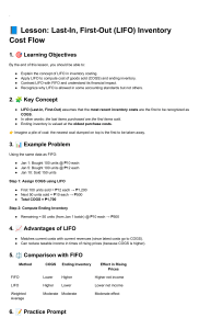 LIFO Inventory Cost Flow Lesson