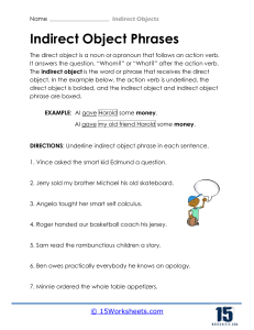 Indirect Object Phrases Worksheet
