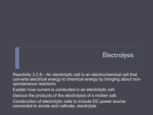 Electrolysis: Electrolytic Cells and Reactions