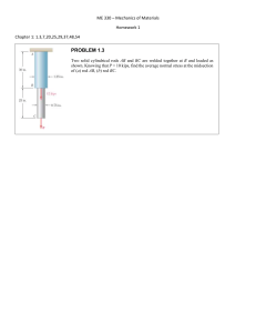 ME 330 Mechanics of Materials Homework 1