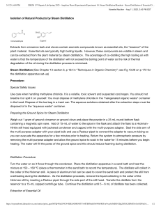 Steam Distillation Lab Handout: Isolate Essential Oils
