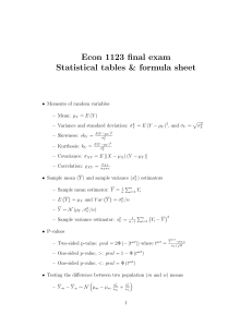 Hoja de f&oacute;rmulas para el examen final de Econ 1123