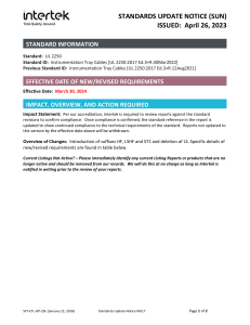 UL 2250 Standard Update Notice: Instrumentation Tray Cables