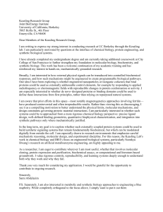 Research Interest Letter for Keasling Lab - Chemical Biology