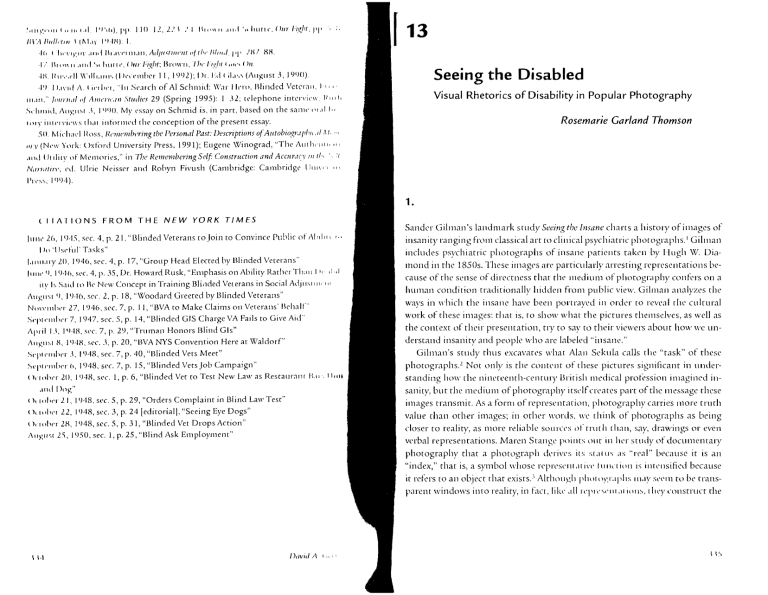 Visual Rhetoric Disability Visual Rhetorics of Disability in Popular Photography