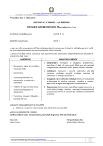 Report Carenze Matematica - 3&ordf; Superiore