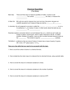 Chemical Quantities: The Mole - Educational Guide