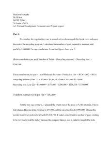 Product Development Economics and Project Impact Assignment
