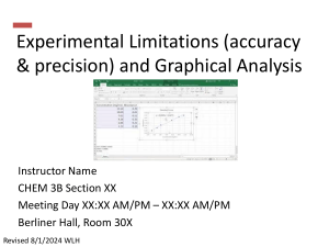 CHEM 3B Lab Manual: Experimental Limitations & Graphical Analysis