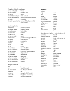 Vocabulario espa&ntilde;ol: personas, familia, colores, adjetivos