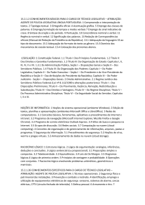 Ementa para T&eacute;cnico Legislativo - Agente de Pol&iacute;cia Legislativa