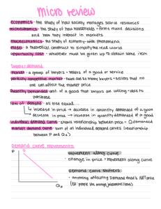 Microeconomics Review: Key Concepts & Definitions
