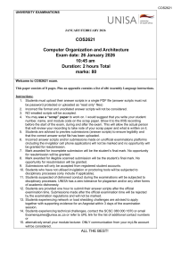 UNISA COS2621 Computer Organization Exam 2026