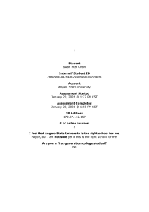 Angelo State University Student Assessment Report