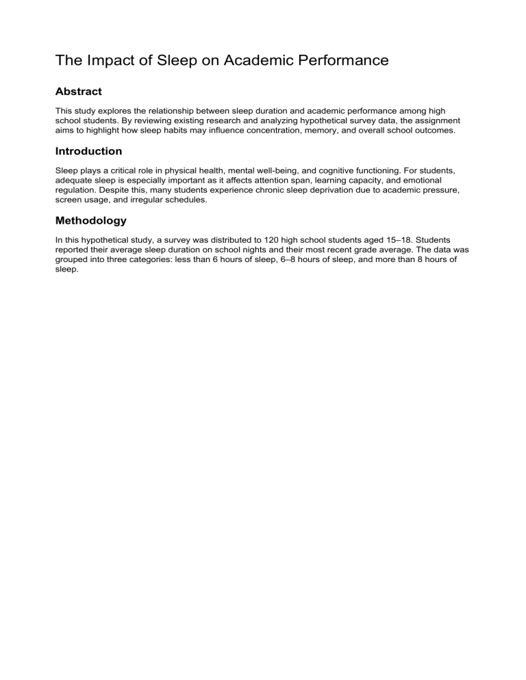 Impact of Sleep on Academic Performance