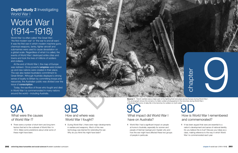 World War I 1914-1918 Textbook Chapter