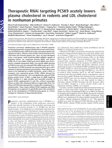 Therapeutic RNAi Targeting PCSK9 Lowers Cholesterol in Rodents and NHPs